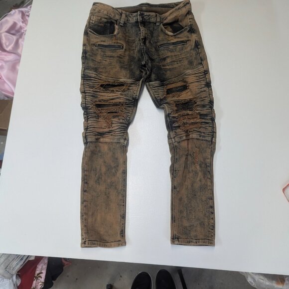 CJ Black Premium Size 34/32 Distressed Brown/Blue Skinny Flex - Picture 1 of 16